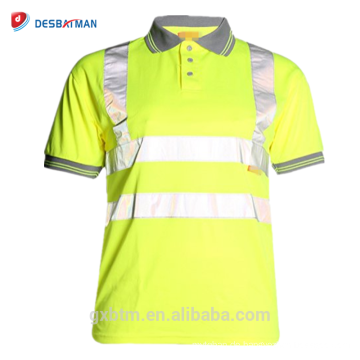 Hallo Viz Grau Kragen Sicherheit Arbeitskleidung En471 High Visibility Polo T-shirt Hallo Vis Gelb Kurzarm Polo Workwear Shirt